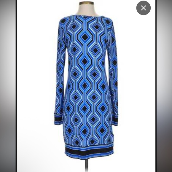 MICHAEL Michael Kors Blue and Black Geometric Dress - Picture 1 of 3